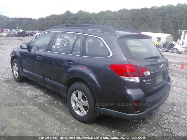 4S4BRBAC9B3426138 - 2011 SUBARU OUTBACK 2.5I GRAY photo 3