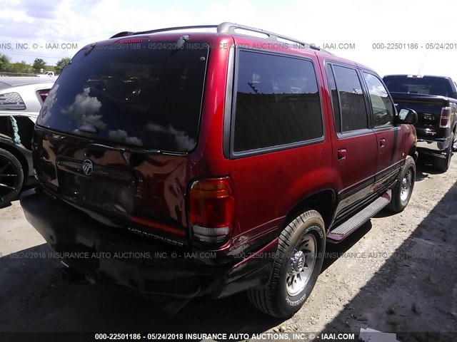 4M2ZU86P4YUJ02575 - 2000 MERCURY MOUNTAINEER  RED photo 4