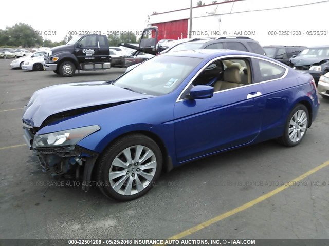 1HGCS21859A001564 - 2009 HONDA ACCORD EXL BLUE photo 2