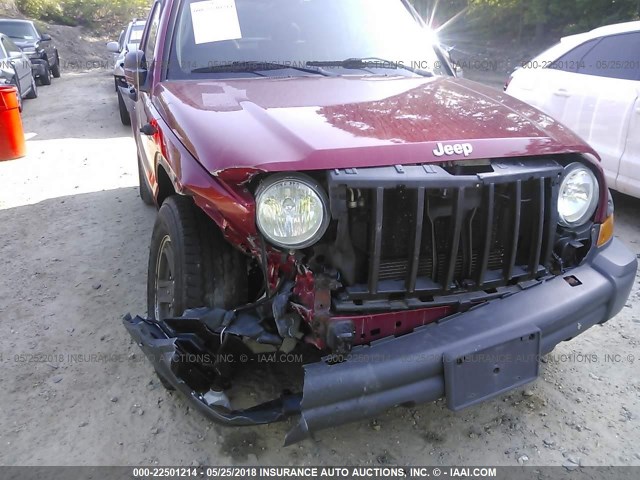 1J4GL38K46W233439 - 2006 JEEP LIBERTY RENEGADE RED photo 6