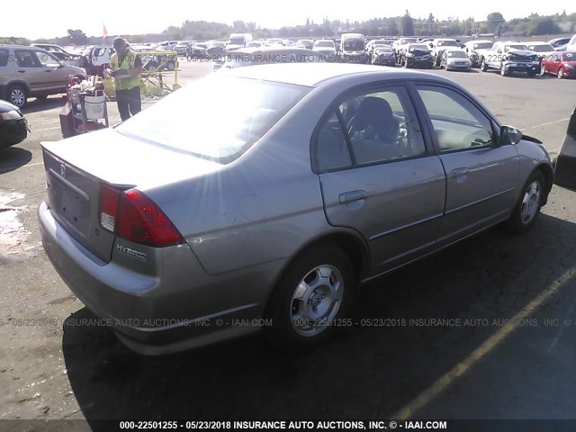 JHMES96694S020546 - 2004 HONDA CIVIC HYBRID GRAY photo 4