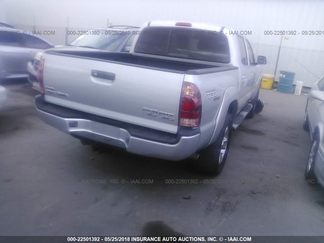 5TEJU62N35Z125912 - 2005 TOYOTA TACOMA DOUBLE CAB PRERUNNER SILVER photo 4