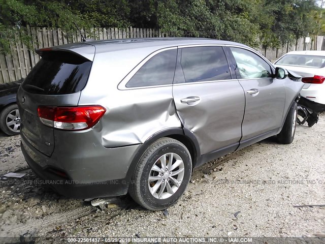 5XYPG4A35GG172023 - 2016 KIA SORENTO LX/L SILVER photo 4