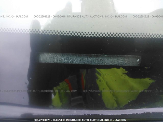 4T1BG22K0YU933167 - 2000 TOYOTA CAMRY CE/LE/XLE GOLD photo 9