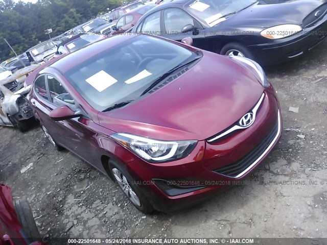 5NPDH4AE5GH691115 - 2016 HYUNDAI ELANTRA SE/SPORT/LIMITED RED photo 1