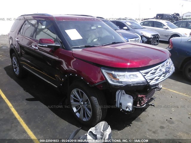 1FM5K8F89JGA20022 - 2018 FORD EXPLORER LIMITED RED photo 1