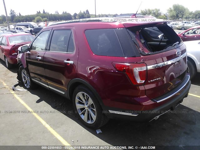 1FM5K8F89JGA20022 - 2018 FORD EXPLORER LIMITED 红色 照片 3