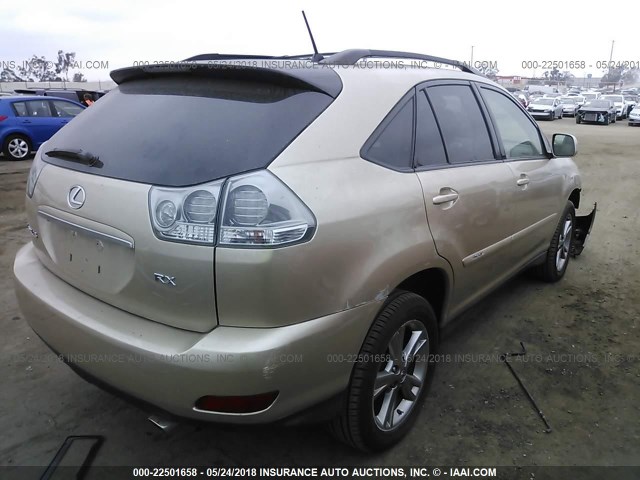 JTJHW31U272031802 - 2007 LEXUS RX 400H GOLD photo 4