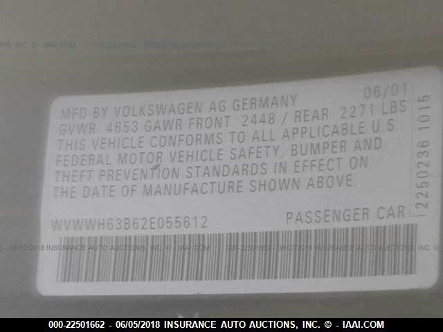 WVWWH63B62E055612 - 2002 VOLKSWAGEN PASSAT GLX 绿色 照片 9