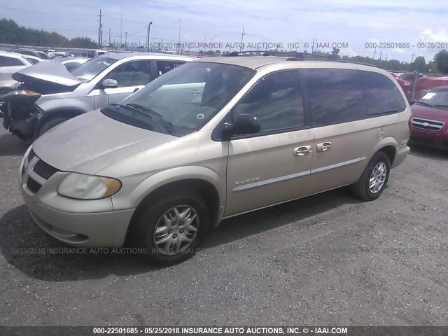 2B4GP44381R410409 - 2001 DODGE GRAND CARAVAN SPORT GOLD photo 2