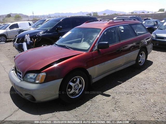 4S3BH665727613265 - 2002 SUBARU LEGACY OUTBACK RED photo 2