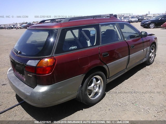 4S3BH665727613265 - 2002 SUBARU LEGACY OUTBACK RED photo 4
