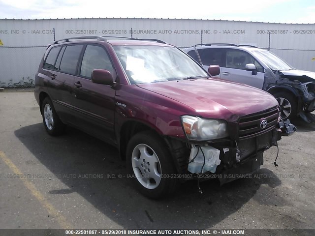 JTEEP21A350106160 - 2005 TOYOTA HIGHLANDER LIMITED RED photo 1