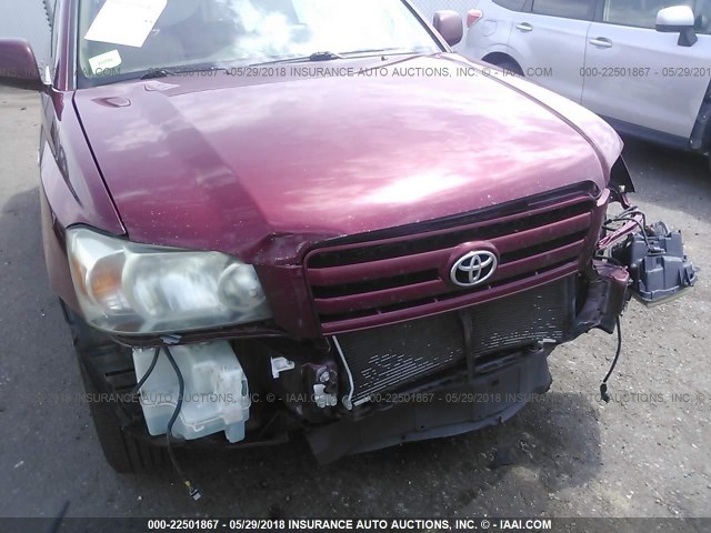 JTEEP21A350106160 - 2005 TOYOTA HIGHLANDER LIMITED RED photo 6