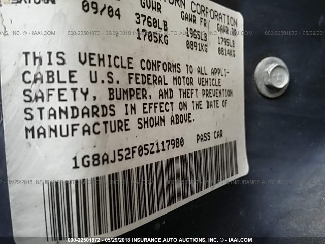 1G8AJ52F05Z117980 - 2005 SATURN ION LEVEL 2 BLUE photo 9