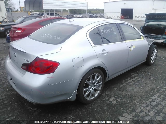 JN1CV6AP7AM401166 - 2010 INFINITI G37 SPORT SILVER photo 4