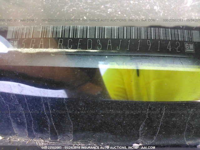 5GALRCED3AJ119142 - 2010 BUICK ENCLAVE CXL 棕色 照片 9