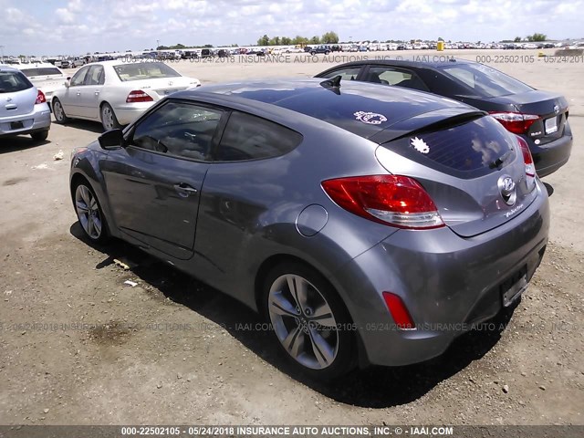 KMHTC6AD8DU167032 - 2013 HYUNDAI VELOSTER GRAY photo 3