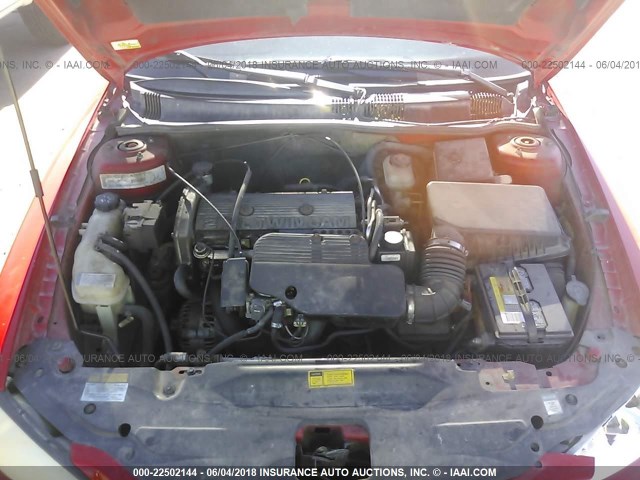 1G2NF12T81M505381 - 2001 PONTIAC GRAND AM SE1 RED photo 10