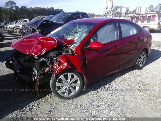 KMHCU4AE3DU452540 - 2013 HYUNDAI ACCENT GLS/SE RED photo 2