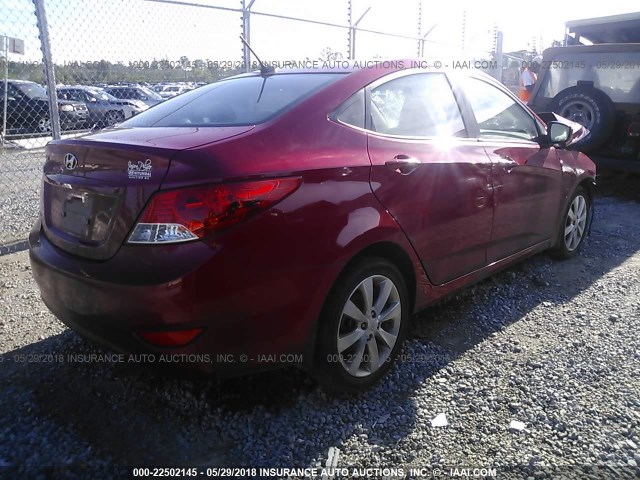 KMHCU4AE3DU452540 - 2013 HYUNDAI ACCENT GLS/SE RED photo 4