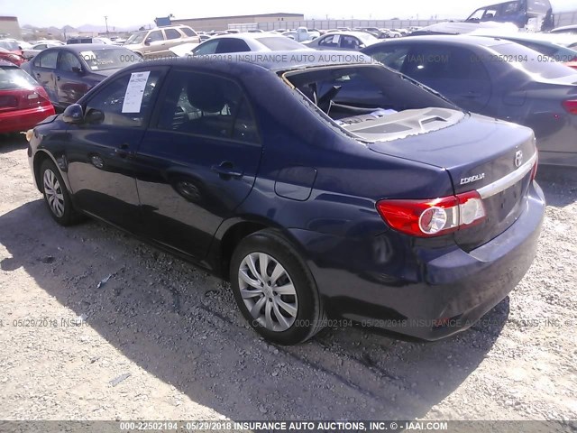 2T1BU4EE5CC812638 - 2012 TOYOTA COROLLA S/LE BLUE photo 3