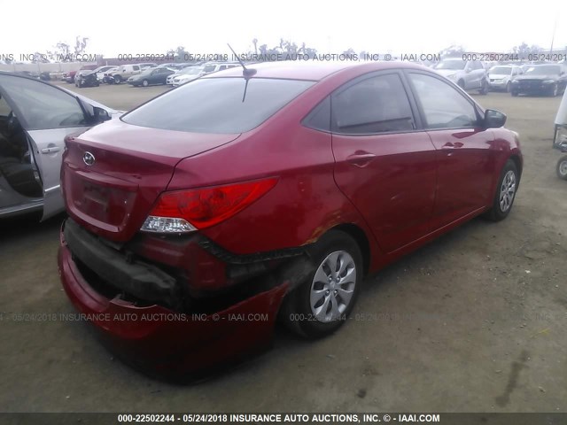 KMHCT4AE4DU442814 - 2013 HYUNDAI ACCENT GLS/GS RED photo 4