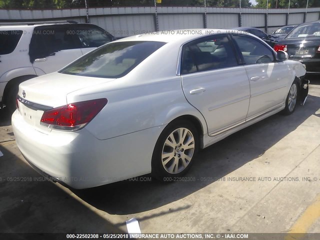 4T1BK3DB1BU378917 - 2011 TOYOTA AVALON LIMITED WHITE photo 4