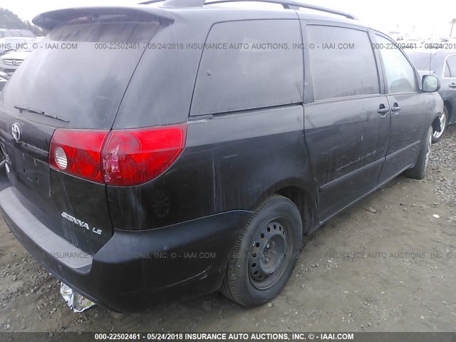 5TDZK23C98S203206 - 2008 TOYOTA SIENNA CE/LE BLACK photo 4