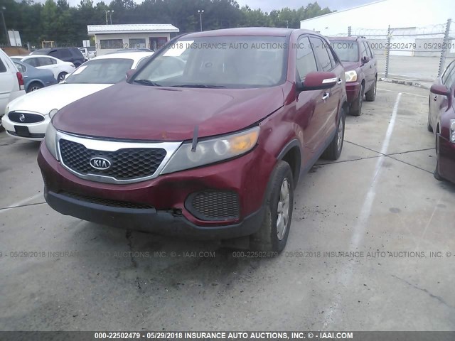 5XYKT3A10BG019444 - 2011 KIA SORENTO LX RED photo 2