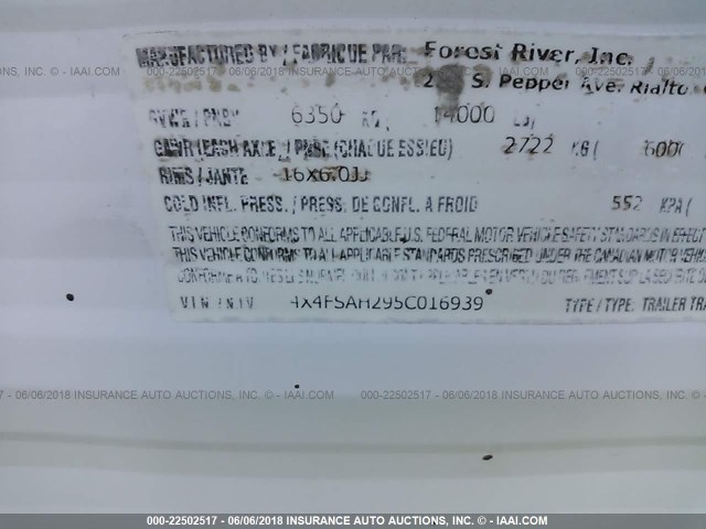 4X4FSAH295C016939 - 2005 FOREST RIVER SANDPIPER  白色 照片 9