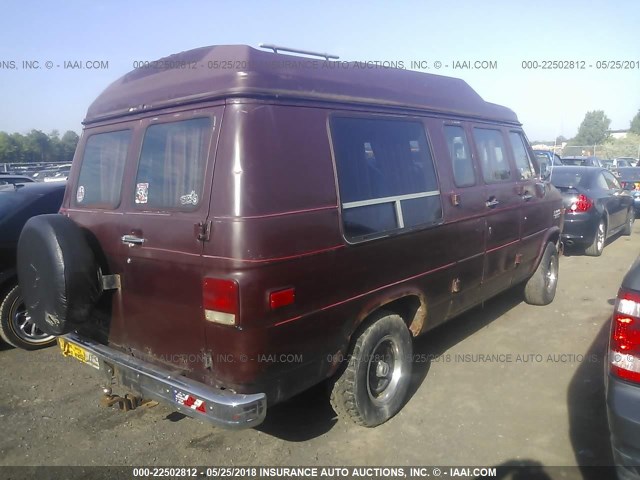 1GBEG25K2K7143697 - 1989 CHEVROLET G20 BURGUNDY photo 4