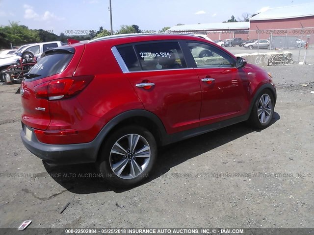 KNDPCCA68E7566528 - 2014 KIA SPORTAGE SX RED photo 4