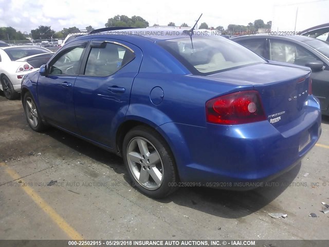 1C3CDZCB3CN313252 - 2012 DODGE AVENGER SXT BLUE photo 3