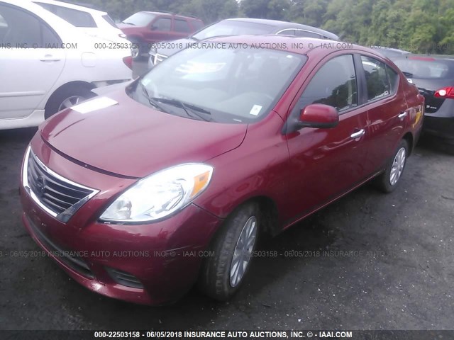 3N1CN7AP6CL907333 - 2012 NISSAN VERSA S/SV/SL RED photo 2