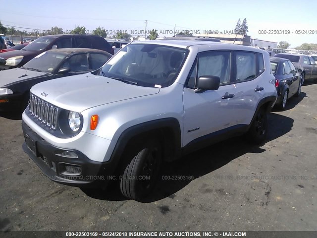 ZACCJBAB9JPG80921 - 2018 JEEP RENEGADE SPORT SILVER photo 2