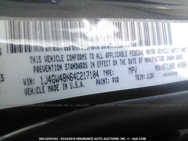 1J4GW48N64C217104 - 2004 JEEP GRAND CHEROKEE LAREDO/COLUMBIA/FREEDOM 黑色 照片 9