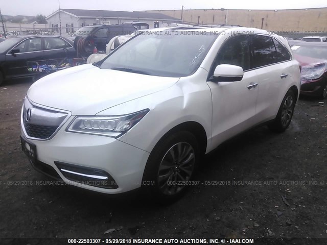 5FRYD4H62FB031153 - 2015 ACURA MDX TECHNOLOGY WHITE photo 2