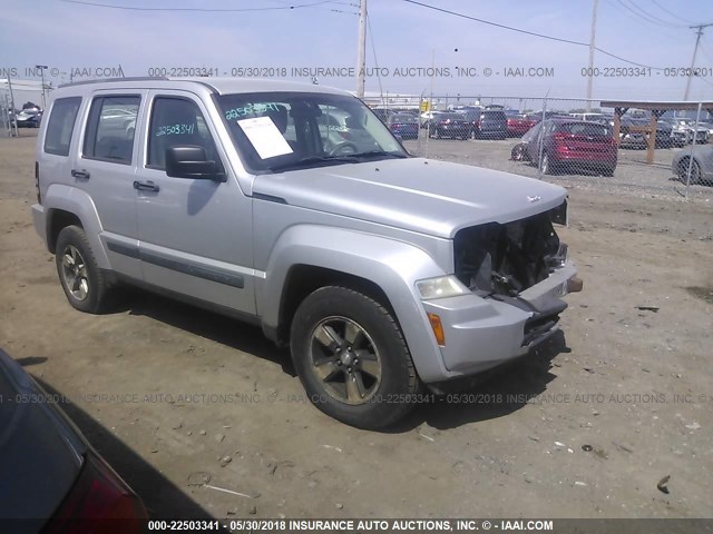 1J8GN28K08W276536 - 2008 JEEP LIBERTY SPORT SILVER photo 1