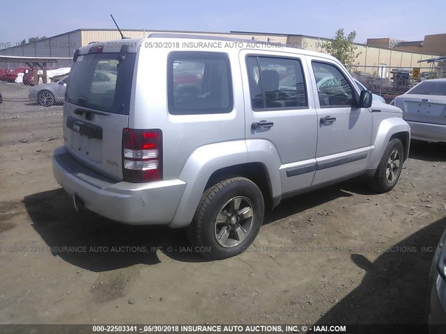 1J8GN28K08W276536 - 2008 JEEP LIBERTY SPORT SILVER photo 4