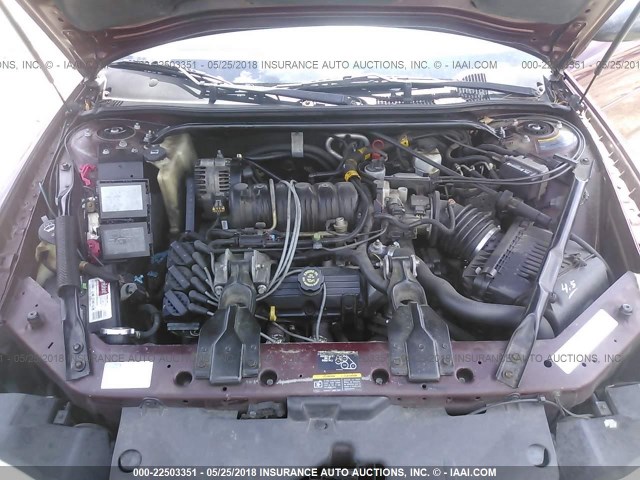 2G1WX15K629121736 - 2002 CHEVROLET MONTE CARLO SS ბურგუნდია ფოტო 10