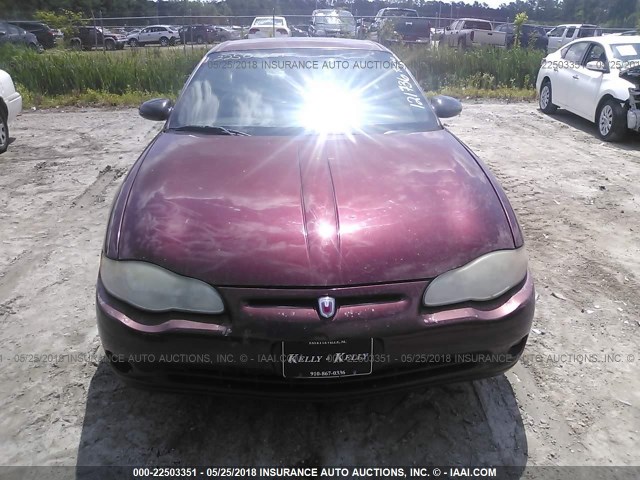 2G1WX15K629121736 - 2002 CHEVROLET MONTE CARLO SS ბურგუნდია ფოტო 6