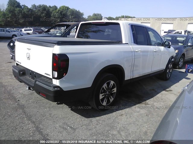 5FPYK3F62HB012181 - 2017 HONDA RIDGELINE RTL WHITE photo 4