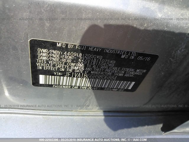 JF1VA1B66H9806884 - 2017 SUBARU WRX SILVER photo 9