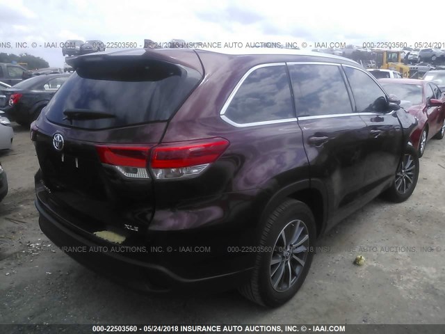 5TDKZRFH4HS208875 - 2017 TOYOTA HIGHLANDER SE/XLE MAROON photo 4