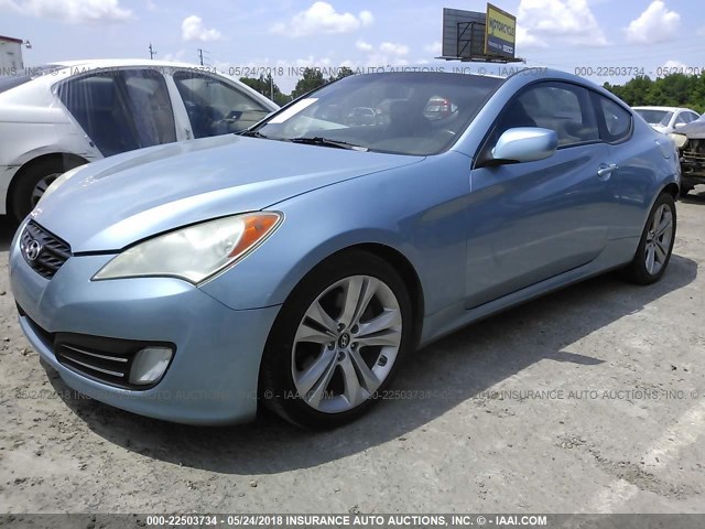 KMHHU6KH5AU013846 - 2010 HYUNDAI GENESIS COUPE 3.8L Light Blue photo 2