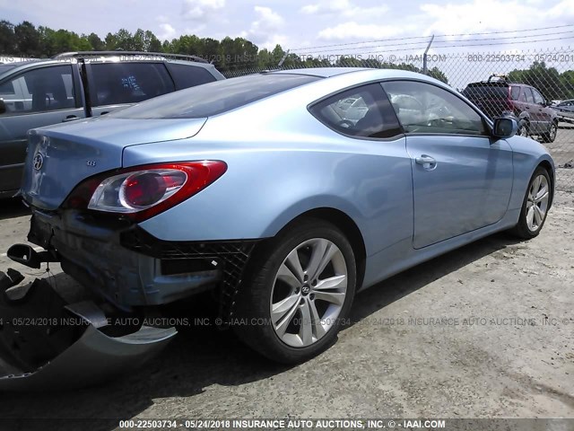 KMHHU6KH5AU013846 - 2010 HYUNDAI GENESIS COUPE 3.8L Light Blue photo 4