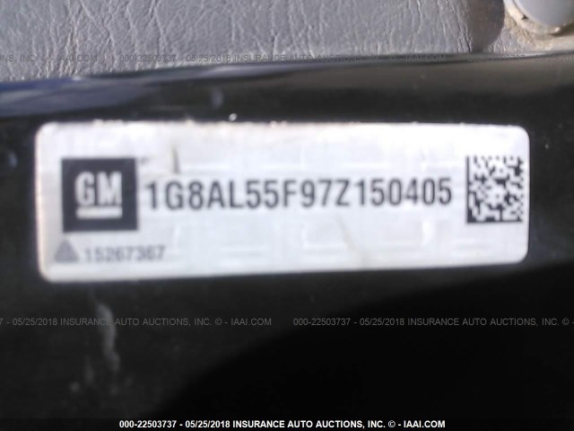 1G8AL55F97Z150405 - 2007 SATURN ION LEVEL 3 SILVER photo 9