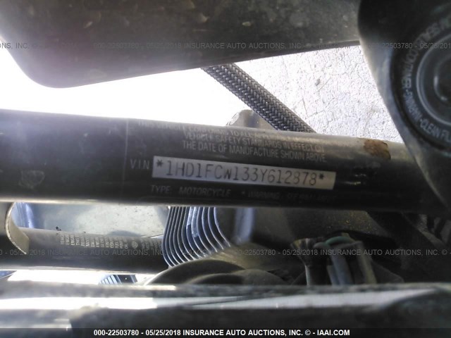 1HD1FCW133Y612878 - 2003 HARLEY-DAVIDSON FLHTCUI BLUE photo 10