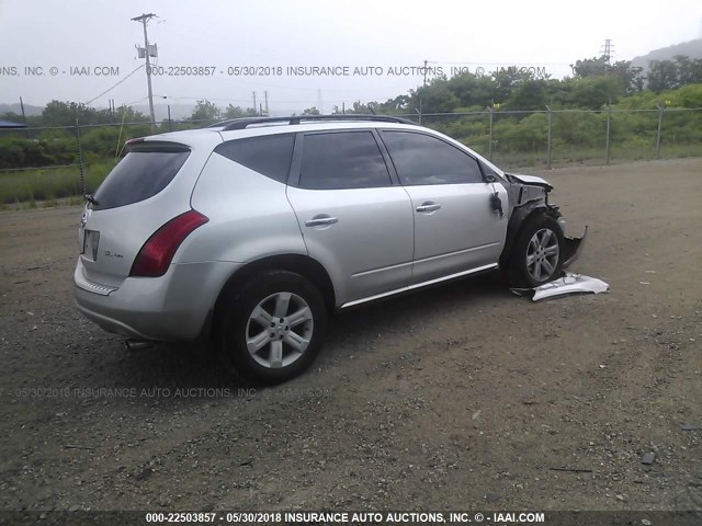 JN8AZ08W66W544189 - 2006 NISSAN MURANO SL/SE/S SILVER photo 4